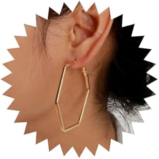 Vintage Hollow Hexagon Dangle Earrings Open Hexagon Drop Earrings Gold Hexagon Hoop Earrings Minimal Stud Earrings Jewelry for Women and Girls