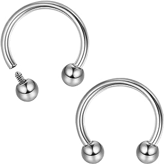 MILACOLATO 16g Septum Rings for Women Men | Implant Grade G23 Titanium Septum Ring | Internally Threaded Horseshoe Circular Barbell Piercing Jewelry for Nose Lip Tragus Eyebrow Helix Daith | 2pcs