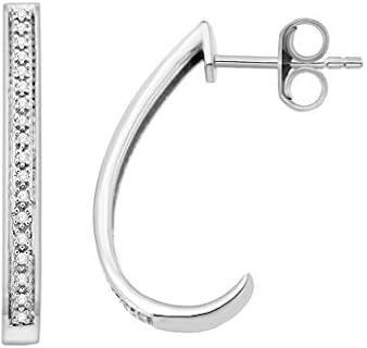 Natalia Drake 1/10 Cttw Diamond J Hoop Earrings for Women in 925 Sterling Silver