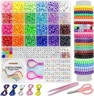 LIS HEGENSA Bead Bracelet Kit for Kids and Adults in Durable Plastic with Pony Beads and Charms Design, 1100PCs DIY Craft Set