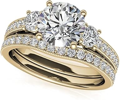 Elegant 925 Sterling Silver Bridal Set with 1-1/3 CT Round-Cut Moissanite Wedding Ring Sets for Women