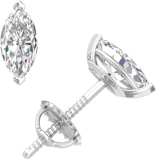 Moissanite Stud Earrings, 0.5ct-2ct D Color VVS1 Clarity Lab Grown Diamond Moissanite 14K White Gold Plated 925 Sterling Silver Moissanite Earrings For Women