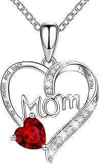 Love Heart Pendant Necklaces for Women，Mothers Day Jewelry Gifts for Mom Grandma Wife from Daughter Son，Best Gifts for Mother's Day，I Love You Mom（With gift box）