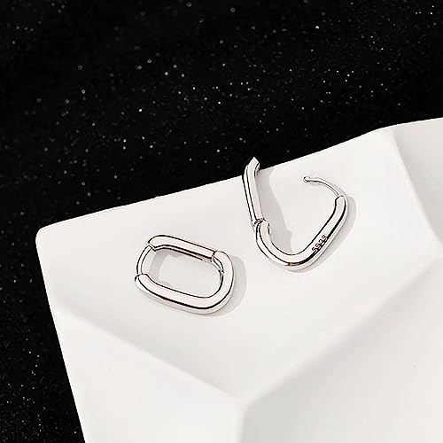 925 Sterling Silver Hoop Earrings, Hypoallergenic Small U Hoop Earrings, Minimalist Huggie Earrings for Women Teen Girls Jewelry Gifts Silver/Gold