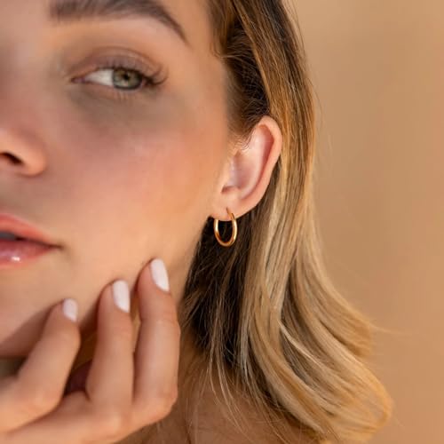925 Sterling Silver Hoop Earrings,Small Gold Studs for Women Mini Cartilage Hoop Set Gold Huggie Earrings Hypoallergenic Studs Earrings for Girls Gold Earring Set for Multiple Piercing
