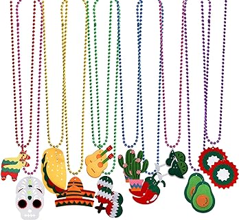 Multicolored Mexican Beaded Necklace in Durable Plastic with Unique Pendant design by Frcctre for Fun-Themed Parties and Carnival Celebrations