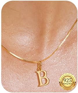 S925 Gold Initial Necklaces for Women Girls, Dainty Gold Personalized Name Letter Necklace, Tiny A-Z Pendant Custom Choker Necklace