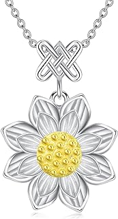 Celtic Lotus Flower Necklace Sterling Silver 3D Rotation Lotus Flower Necklace for Women Dainty Meditation Symbol Lotus Pendant Yoga Necklace Minimal Everyday Jewelry Gift