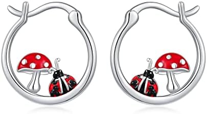Bunny/Rabbit/Pig/Ladybug/Mushroom/Mountain/Penguin Earrings 925 Sterling Silver Small Hoop Earrings Animal Nature Jewelry Gifts for Women Girls