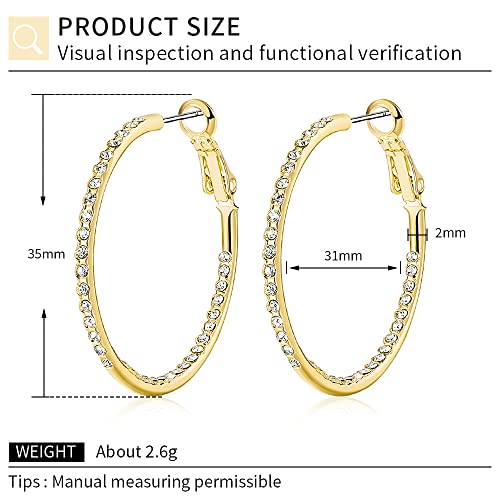 Hoop Earrings for Women - 14K Rose Gold Plated Hypoallergenic Lightweight CZ Big Hoop Earrings Set