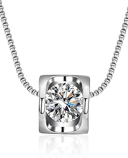 TFT Diamond Pendant Necklace Moissanite Womens sterling silver Jewelry