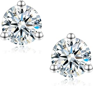 2CT Moissanite Stud Earrings, C3P DF Color Ideal Cut Lab Created Diamond 18K White Gold Plated Earrings for Women with Certificate of Authenticity