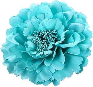 HC-01 Floral Fall Peony Flower Hair Clip Flamenco Dancer Pin up Flower Brooch (Turquoise)