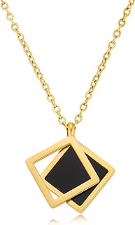 18k Gold-Filled Titanium Steel Nature Shell Geometric Pendant Necklace with Lobster Clasp and Cable Chain for Modern Girls & Women, Durable & Elegant, 15.7 Inches