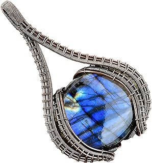 Natural Gemstone Pendant Copper Wire Wrapped Jewelry Necklace