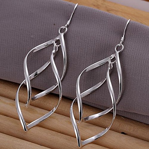 Sterling Silver Earrings dangle Hoops Elegant rotating Earring for Womens