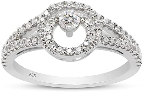 SAVEARTH DIAMONDS 2/5 ct. t.w Round Cut Lab Created Moissanite Diamond Swirl Halo Wedding Engagement Ring For Women In 14K Gold Over Sterling Silver (G-H Color, VVS1 Clarity, 0.40 Cttw)