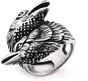 Stainless Steel Clasp Pagan Wedding Rings with Viking Raven Skull Valknut Design for Men and Women