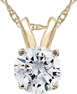 P3 POMPEII3 14k White or Yellow Gold 1/2 Ct T.W. Diamond Round-Cut Solitaire Pendant Women's Necklace With 18" 14k Gold Chain