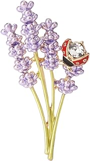KKAMAGI Lavender Ladybug Brooch for Women Elegant Enamel Rhinestone Decorative Pin Jewelry Gift