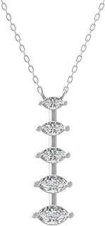 10K Gold or Sterling Silver Marquise-shape Diamond Fashion Pendant with Gold Plated Silver Cable Chain Necklace (1/3 cttw, I-J Color, I1-I2 Clarity) 18"