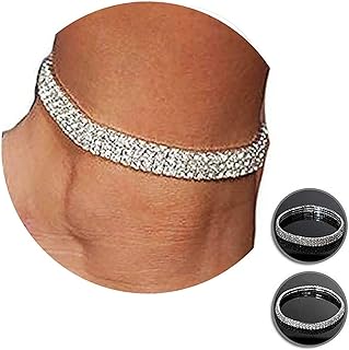 Sparkling Diamond-Encrusted Hotwife Anklet in Stainless Steel Box Chain, Perfect for Women, Elegant Bridal/Summer Wear Design