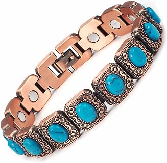 Copper Bracelet for Women Classic Elegant Copper Magnetic Bracelet Semi-Precious Stones Link Chain Bracelet for Women Charm Bangle Jewelry Gift