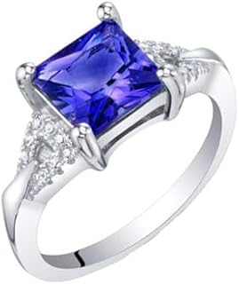 2CT Princess Cut Blue Sapphire Engagement Ring in 925 Sterling Silver for Women - Ideal Mother's Day Gift