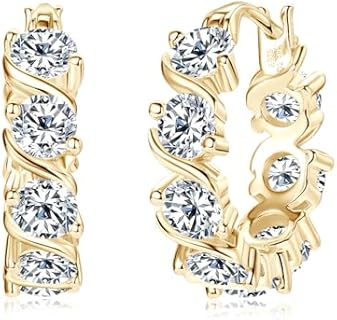 Hinged Hoop Moissanite Earrings in 925 Sterling Silver for Women, Cluster Design Brilliance