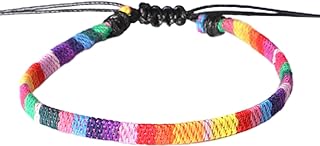 Dtexhif Rainbow LGBT Pride Anklets Handmade Braided Friendship Anklets Boho Colorful Beaded Anklets for Gay Lesbian LGBTQ Beach Foot Chain Jewelry