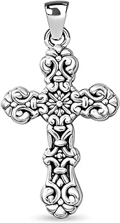 Shop LC Oxidized Swirling Celtic Sterling Silver Cross Pendant for Men & Women - Versatile & Elegant Religious Jewelry Gift for Christian & Catholic Celebrations