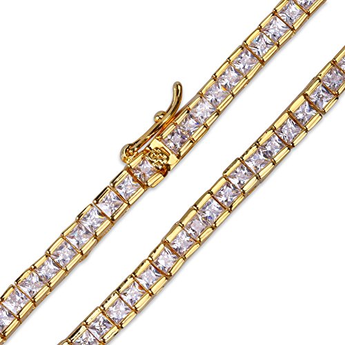1 Row AAA All Iced Out Tennis Bling 4-6mm Square Cut Lab Simulated Diamond Bracelet 8" 7''