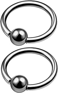 2Pcs Hypoallergenic Titanium Bead Ring Piercing Jewelry - Versatile Design for Nose, Septum, Tragus, Cartilage - High-Quality, Lightweight, Comfortable, Easy Use - 18 Gauge, 3mm Ball, More Choices
