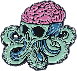 Enamel Octopus Brooch with Pin Clasp, Inspired by Lovecraft Cthulhu Mythos, Zinc Alloy Halloween Design Lapel Pin