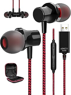 Écouteurs Gaming ACOCOBUY Intra-Auriculaires Rouges avec Micro, Réduction Passive de Bruit, et Conception Anti-Nœuds. Idéal pour PC et Ordinateur Portable