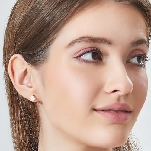 Moissanite Earrings, MomentWish Moissanite Handmade Earrings, D Color VVS1 Simulated Diamond 925 Sterling Silver Solitaire Earrings