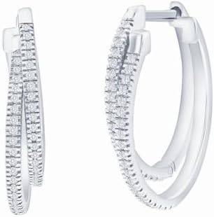 Beaux Bijoux Diamond Hoop Earrings for Women - Hypoallergenic Sterling Silver Real Diamond Hoop Earrings - Fine Diamond Earrings for Women