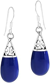 AeraVida Filigree Swirl Teardrop Simulated Blue Lapis-Lazuli Inlay .925 Sterling Silver Dangle Earrings | Classic Sterling Silver Dangle Earrings for Women | For Mother’s Day