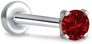 316 Stainless Steel Threadless Push Pin Nose Ring Labret Monroe Ear Cartilage Stud 2mm CZ Choose Your Color, Post Length & Gauge