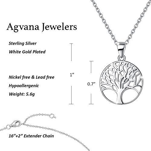Sterling Silver Necklace for Women Family Tree of Life Pendant Necklace Dainty Jewelry Anniversary Birthday Gifts for Women Girls Mom Grandma Wife Daughter Her Yourself, 16"+2"