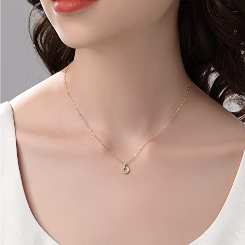 925 Sterling Silver CZ Cubic Zirconia 6.8MM Inner Circular Necklace Cross Link Chain Thin Link Chain for Women 15-17 Inch