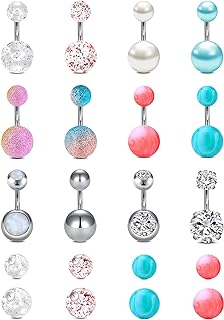 MODRSA Short Belly Button Ring Short Bar Belly Button Rings Surgical Stainless Steel Belly Ring 6mm Belly Button Rings Short Bar 1/4"