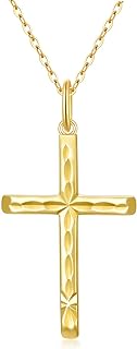 SISGEM Solid 14K Gold Cross Necklace, Real Gold Faith Cross Pendant Necklace Religious Jewelry for Women Anniversary Birhtday Mother's Day Jewelry Gifts for Mom, Wife, 16+2 Inch