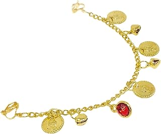 Honbay Indian Nose Ring with Chain Fake Nose Ring Non Piercing Belly Dance Nose Chain with Bells and Coin Ornaments