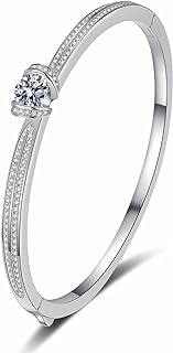 D-Color VVS1 Diamond-like Moissanite Bangle Bracelet, Box Chain with Sterling Silver, Ideal for Her - Sophisticated Star Design, 1.76cttw