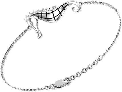 Pendant Fine Bracelet Gift for Women Jewelry 925 Sterling Silver Seahorse Charm Fashion Jewelry Fashionable Accessory Bangle Bracelets