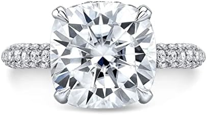 4.00 CT Cushion Moissanite Quad Halo Engagement Ring, Sterling Silver Band, Designed for Her, Anniversary Solitaire Halo-Setting Vintage Design