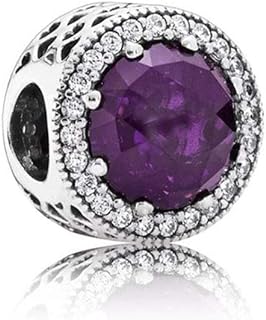 Purple Charm Bracelet for Women, Girls; Sterling Silver Bracelet with Cubic Zirconia, MiniJewelry; Perfect for Birthdays, Christmas & Special Occasions