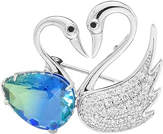 Pin Clasp Blue Cubic-Zirconia Swan Brooch for Women, Perfect Valentine's Day Gift - Elegant Design