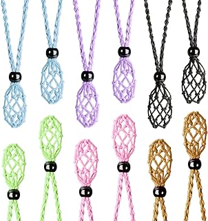 12 PCS Crystal Cage Necklace Holder 1.57 Necklace Cord Empty Stone Holder Pendant Stone Holder Replacement Hand-Woven Necklace Cord with Adjustable